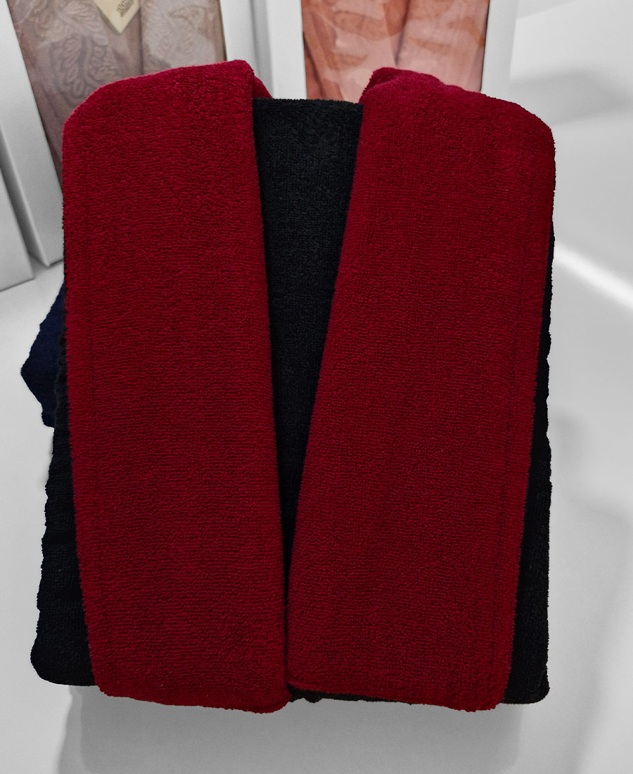 حوله تن پوش دورونخ اعلا - سرمه ای با یقه زرشکی - دورنگ -2