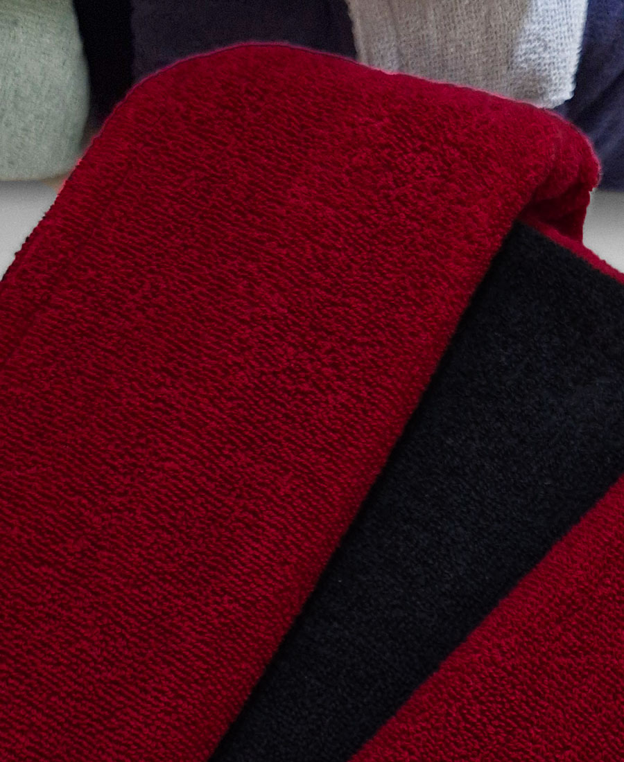 حوله تن پوش دورونخ اعلا - سرمه ای با یقه زرشکی - دورنگ -4