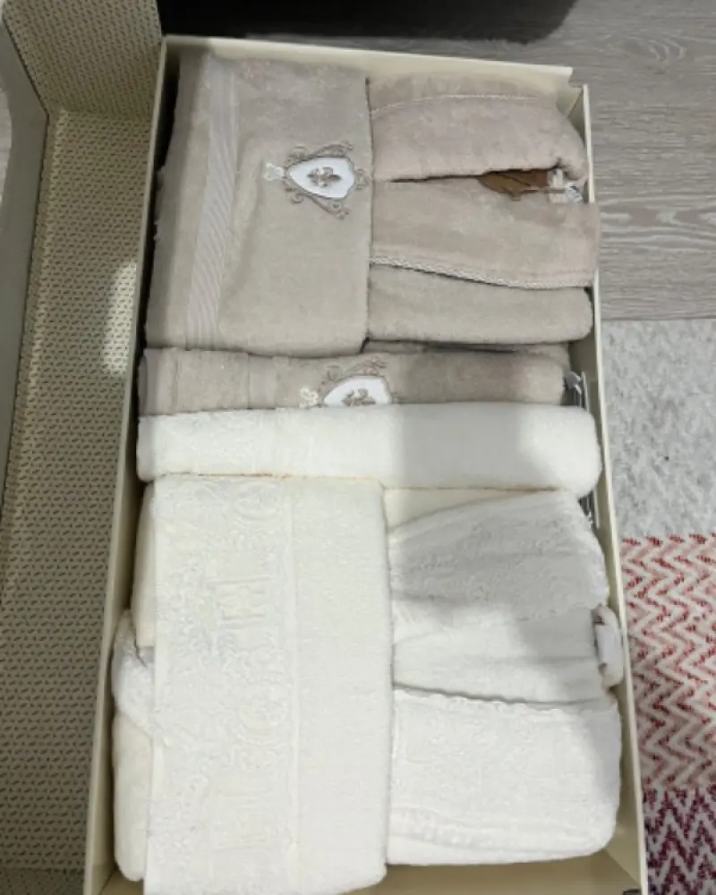 ست عروس و داماد حوله دوقلو مارک ازدیلک -گلدوزی شده -16