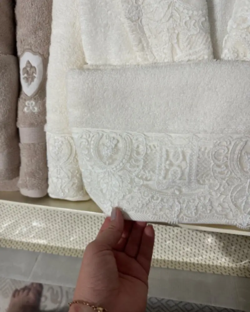 ست عروس و داماد حوله دوقلو مارک ازدیلک -گلدوزی شده -2